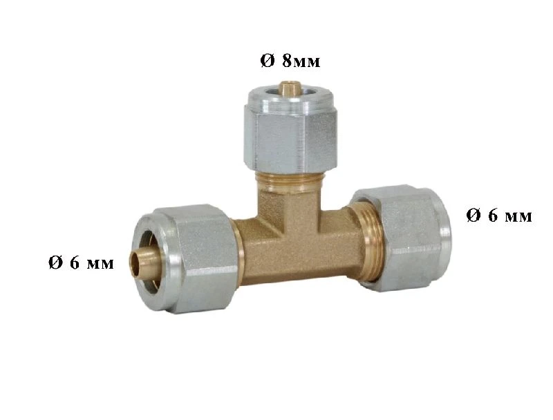 Тройник для PVC трубки 6x8x6 mm в сборе