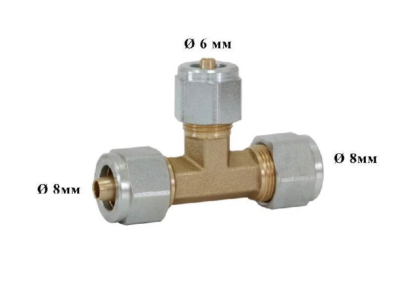 Тройник для PVC трубки 8x6x8 mm в сборе